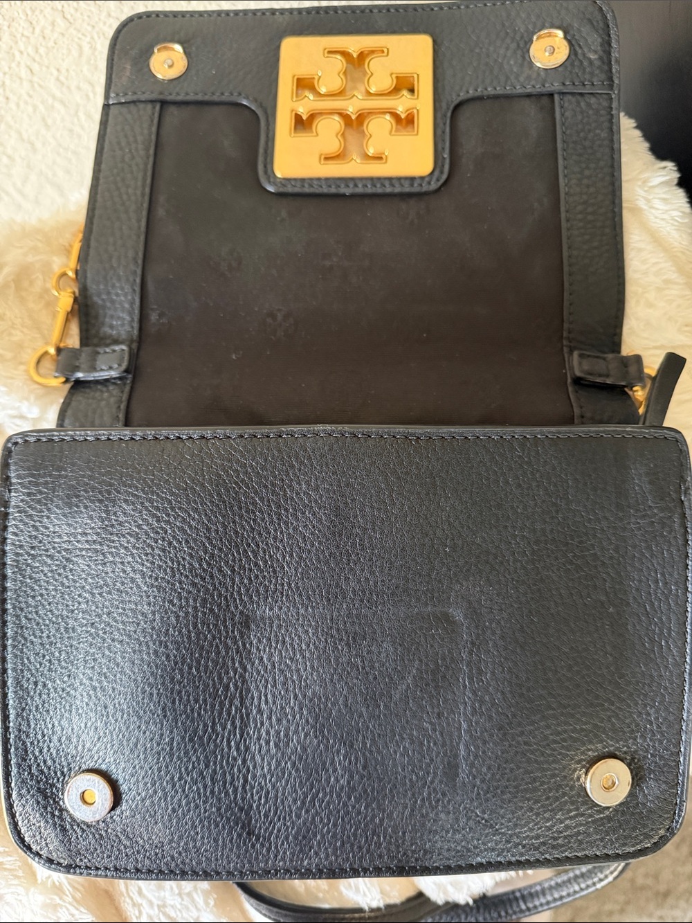 Tory Burch Black Leather Fleming Convertible Shoulder Bag - Picture 3 of 6